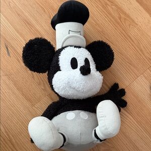 Plush Black & White Mickey Mouse Stuffed Toy